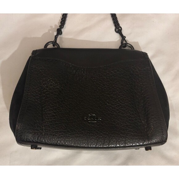 COACH Faye Carryall Black Leather & Suede Crossbody Bag, Turn-lock / Chain Strap - Picture 5 of 12